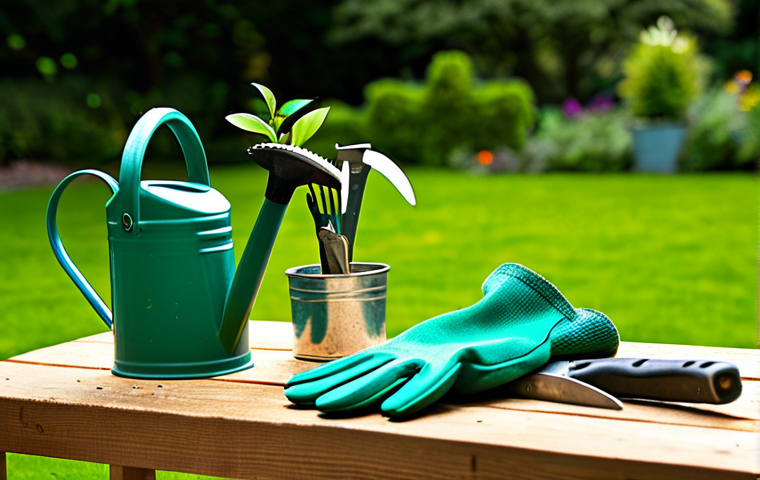Garden Tool Still Life**
"A variety of well-maintained landscaping tools arranged neatly on a wooden workbench. Includes a shovel, pruning shears, hand trowel, gardening gloves, and a watering can. Natural sunlight, slightly blurred background showcasing a lush green garden. safe for work, appropriate content, fully clothed, professional, perfect anatomy, correct proportions, well-formed hands, proper finger count, natural body proportions, realistic, high-resolution."
**
