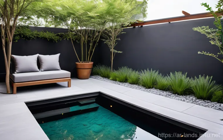 조경 디자인 트렌드  자연과의 조화 - **"A modern, vibrant vertical garden thriving on an urban balcony. The lush green wall is meticulous...
