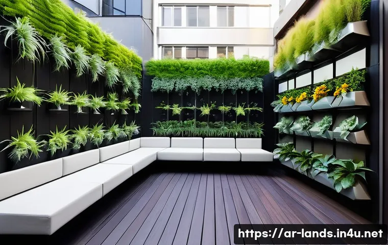조경 관련 창의적인 아이디어 - **Prompt 1: Urban Vertical Oasis**
"A sleek, modern balcony transformed into a vibrant vertical ...